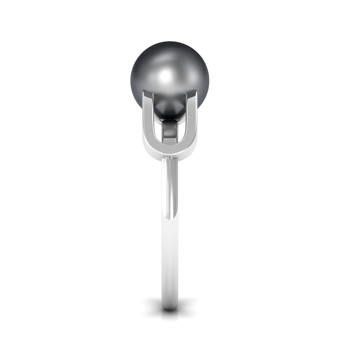 Rosec Jewels-Split Shank Tahitian Pearl Solitaire Engagement Ring with Diamond