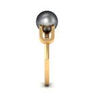 Rosec Jewels-Split Shank Tahitian Pearl Solitaire Engagement Ring with Diamond