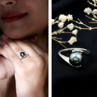Rosec Jewels-Tahitian Black Pearl Solitaire Bypass Engagement Ring