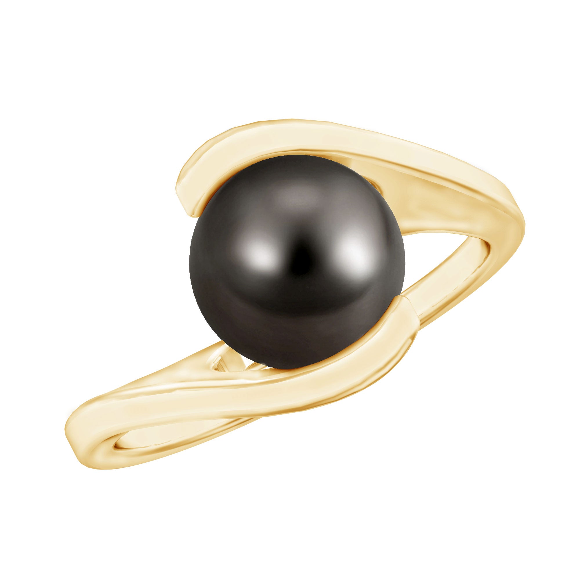 Rosec Jewels-Tahitian Black Pearl Solitaire Bypass Engagement Ring