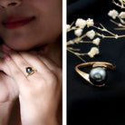 Rosec Jewels-Tahitian Black Pearl Solitaire Bypass Engagement Ring