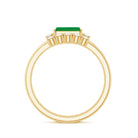 Rosec Jewels-Natural Emerald Cut Emerald Diamond East West Engagement Ring and Wedding Band Set
