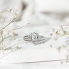 Certified Moissanite Lotus Flower Bridal Ring Set D-VS1 - Rosec Jewels