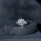 Certified Moissanite Lotus Flower Bridal Ring Set D-VS1 - Rosec Jewels