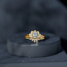 Certified Moissanite Lotus Flower Bridal Ring Set D-VS1 - Rosec Jewels