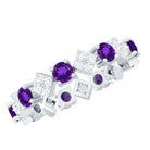 Natural Amethyst Diamond Eternity Ring for Women AAA - Rosec Jewels