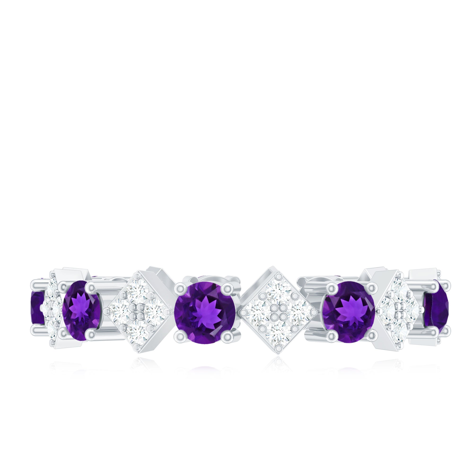 Rosec Jewels-Natural Amethyst Diamond Eternity Ring for Women