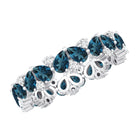 Rosec Jewels-Pear Shaped London Blue Topaz and Diamond Full Eternity Band
