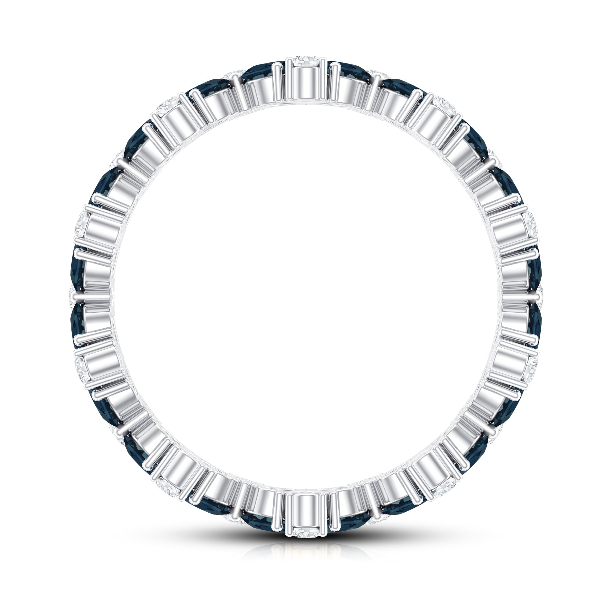 Rosec Jewels-Pear Shaped London Blue Topaz and Diamond Full Eternity Band