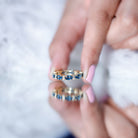 Oval Cut London Blue Topaz Full Eternity Band with Diamond AAA - Rosec Jewels