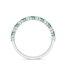 Natural Emerald Diamond Half Eternity Band Ring for Anniversary AAA - Rosec Jewels