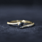 Genuine London Blue Topaz Promise Ring with Diamond AAA - Rosec Jewels