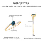 Genuine London Blue Topaz Promise Ring with Diamond AAA - Rosec Jewels