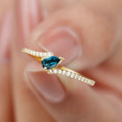 Genuine London Blue Topaz Promise Ring with Diamond AAA - Rosec Jewels