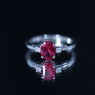 Classic Lab Grown Ruby Oval Engagement Ring With Diamond AAAA - Rosec Jewels
