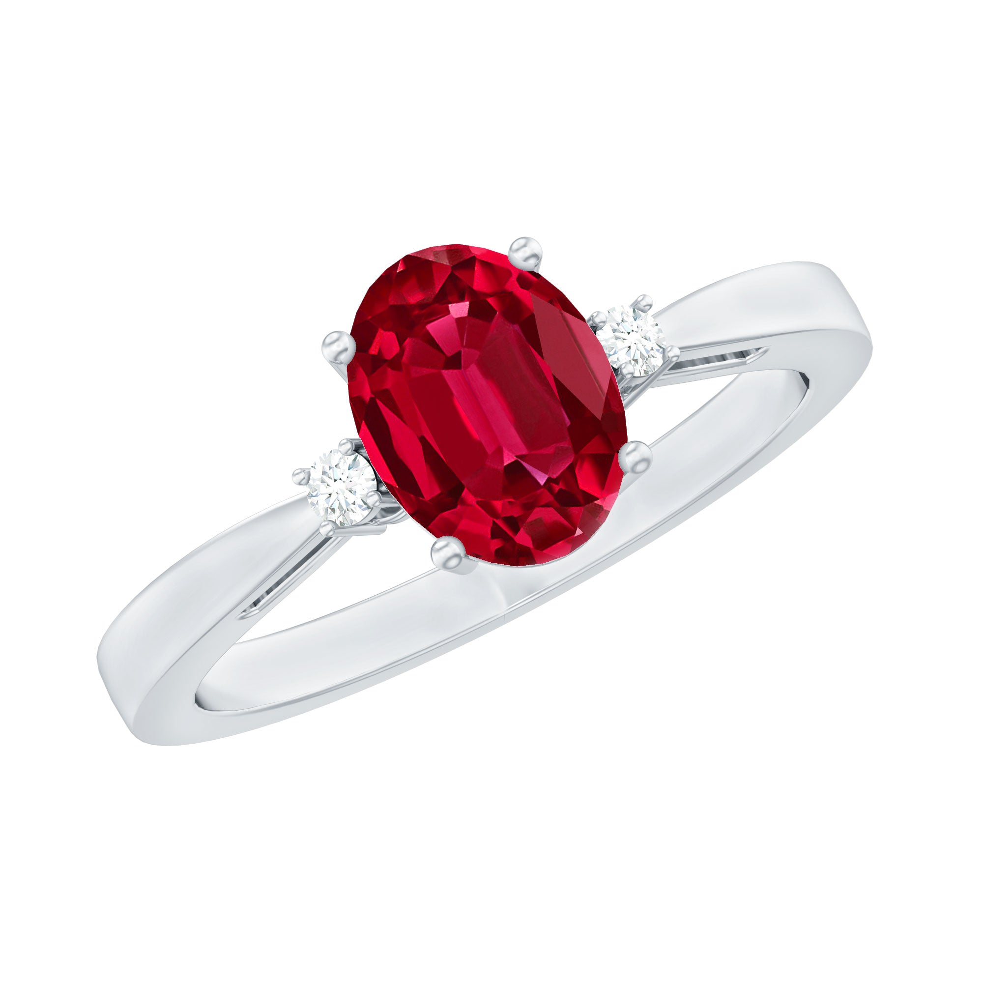 Classic Lab Grown Ruby Oval Engagement Ring With Diamond – Rosec