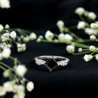 Certified 1 Carat Princess Cut Lab Grown Black and White Diamond Engagement Ring AAAA ( Synthetic ) - Rosec Jewels