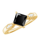 Certified 1 Carat Princess Cut Lab Grown Black and White Diamond Engagement Ring AAAA ( Synthetic ) - Rosec Jewels