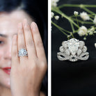 Certified Moissanite Designer Crown Engagement Ring D-VS1 - Rosec Jewels