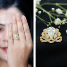 Certified Moissanite Designer Crown Engagement Ring D-VS1 - Rosec Jewels
