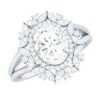Oval Cut 7X9 MM Moissanite Double Halo Engagement Ring D-VS1 - Rosec Jewels