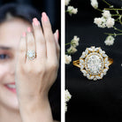 Oval Cut 7X9 MM Moissanite Double Halo Engagement Ring D-VS1 - Rosec Jewels