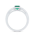 Rosec Jewels-Certified Emerald Cut Lab Grown Emerald Vintage Engagement Ring with Diamond