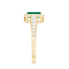 Rosec Jewels-Certified Emerald Cut Lab Grown Emerald Vintage Engagement Ring with Diamond