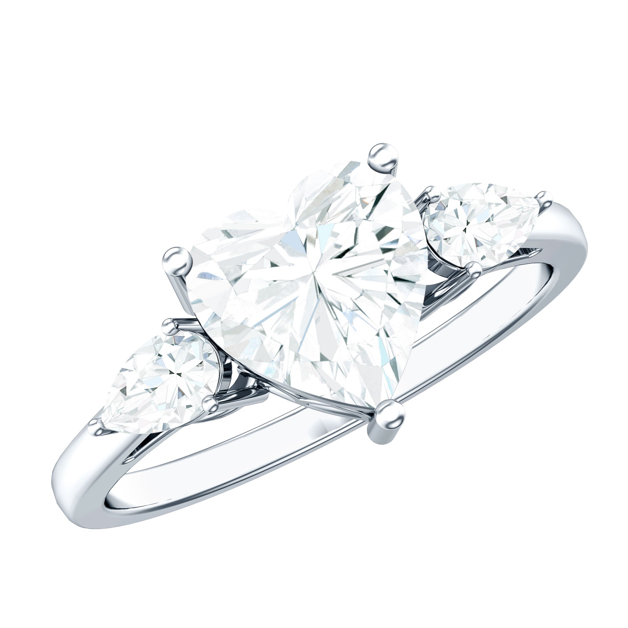 Rosec Jewels-2 Carat Lab Grown Diamond Heart Engagement Ring with Side Stones