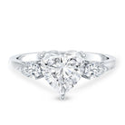 IGI Certified 2 Carat Lab Grown Diamond Heart Engagement Ring with Side Stones Lab - ( E-VS1 ) - Rosec Jewels