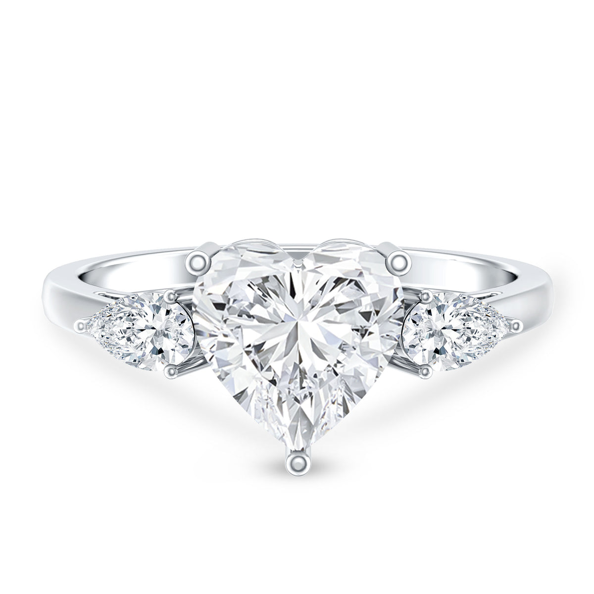 IGI Certified 2 Carat Lab Grown Diamond Heart Engagement Ring with Side Stones Lab - ( E-VS1 ) - Rosec Jewels