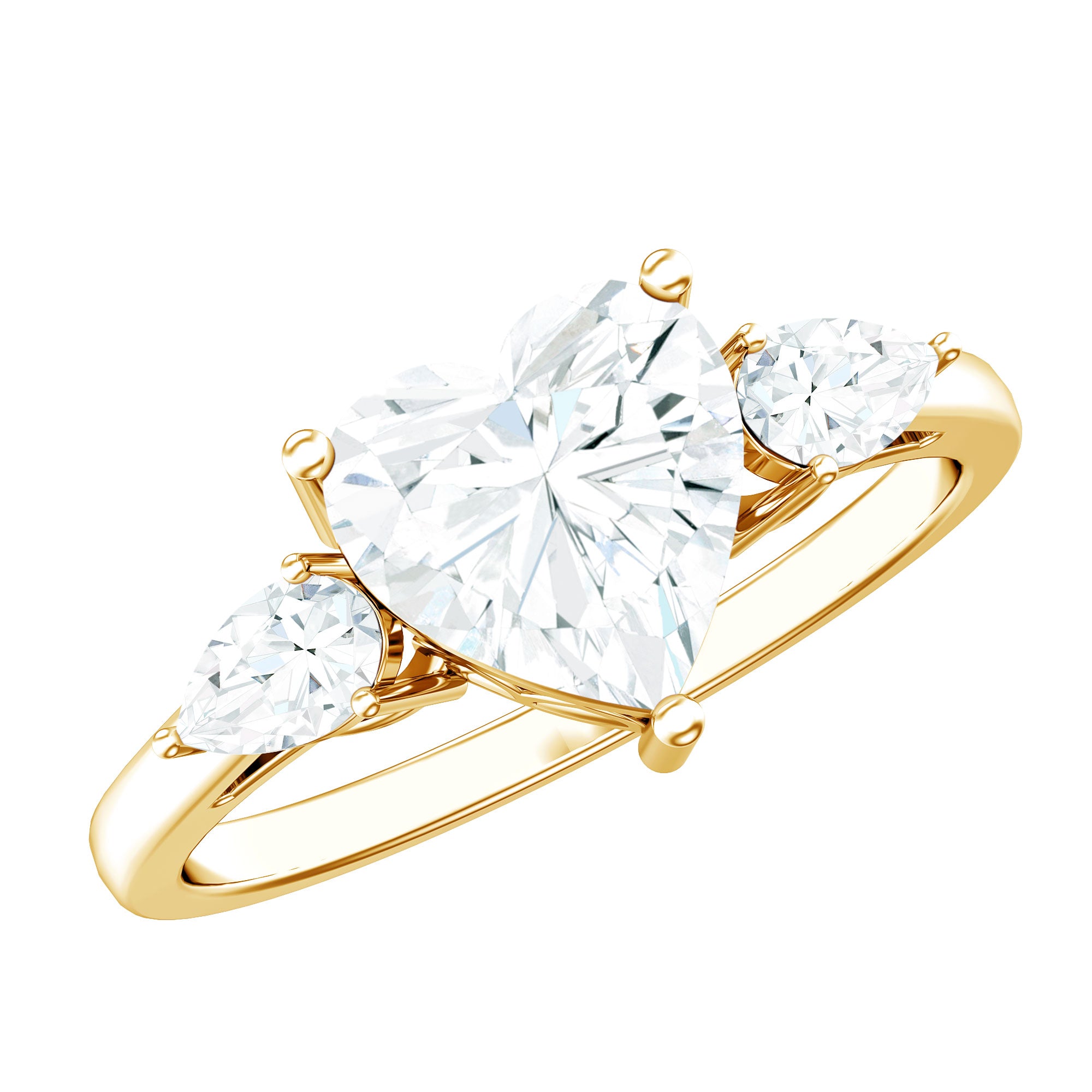 Rosec Jewels-2 Carat Lab Grown Diamond Heart Engagement Ring with Side Stones