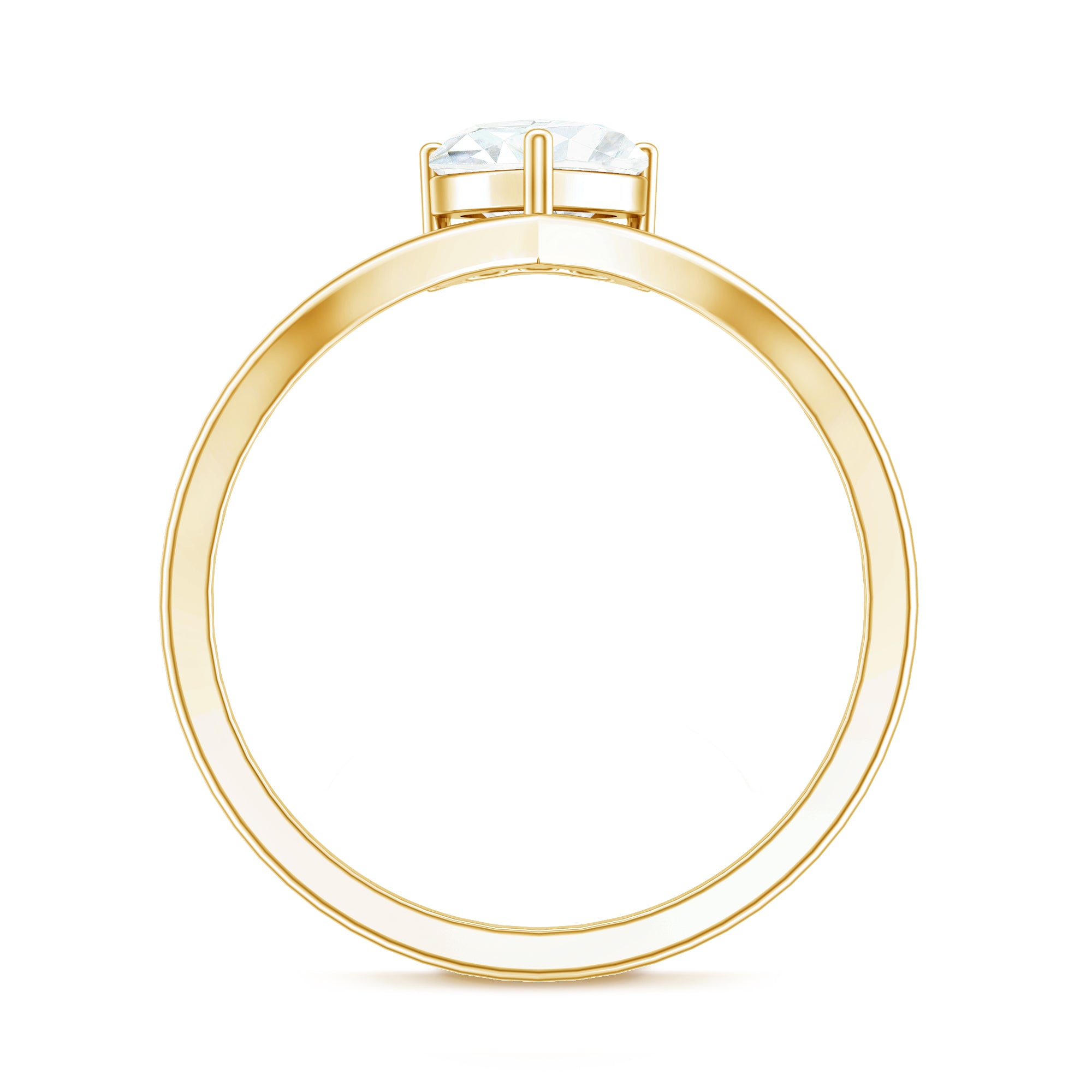 Rosec Jewels-0.75 Carat Heart Shape Lab Grown Diamond Chevron Engagement Ring