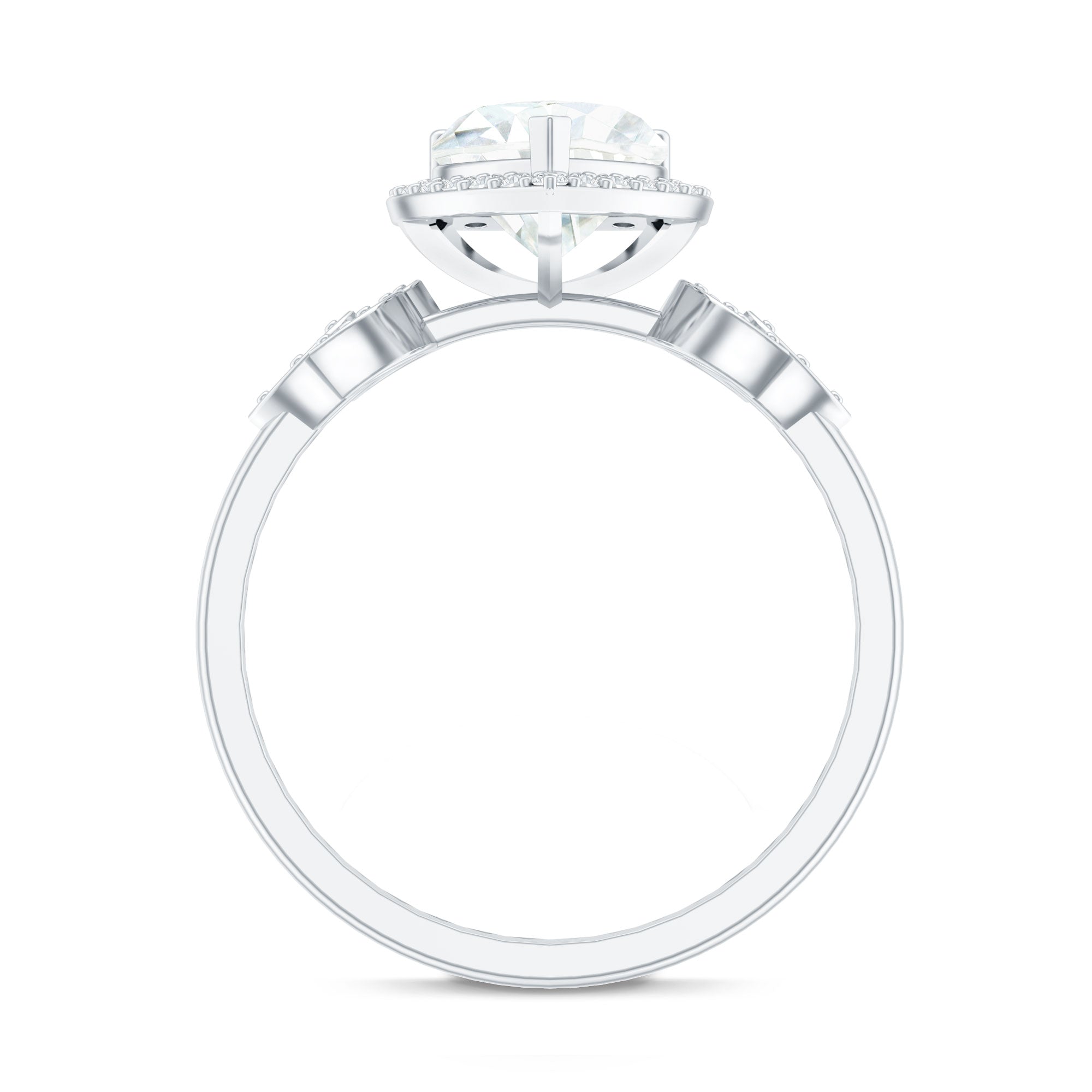 Rosec Jewels-1.25 Carat Heart Shaped Lab Grown Diamond Halo Engagement Ring