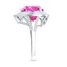 Rosec Jewels-Certified 5.5 Carat Lab Grown Pink Sapphire and Diamond Heart Engagement Ring