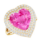 Rosec Jewels-Certified 5.5 Carat Lab Grown Pink Sapphire and Diamond Heart Engagement Ring