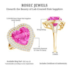 Rosec Jewels-Certified 5.5 Carat Lab Grown Pink Sapphire and Diamond Heart Engagement Ring