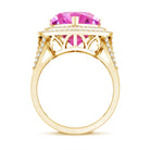 Rosec Jewels-Certified 5.5 Carat Lab Grown Pink Sapphire and Diamond Heart Engagement Ring