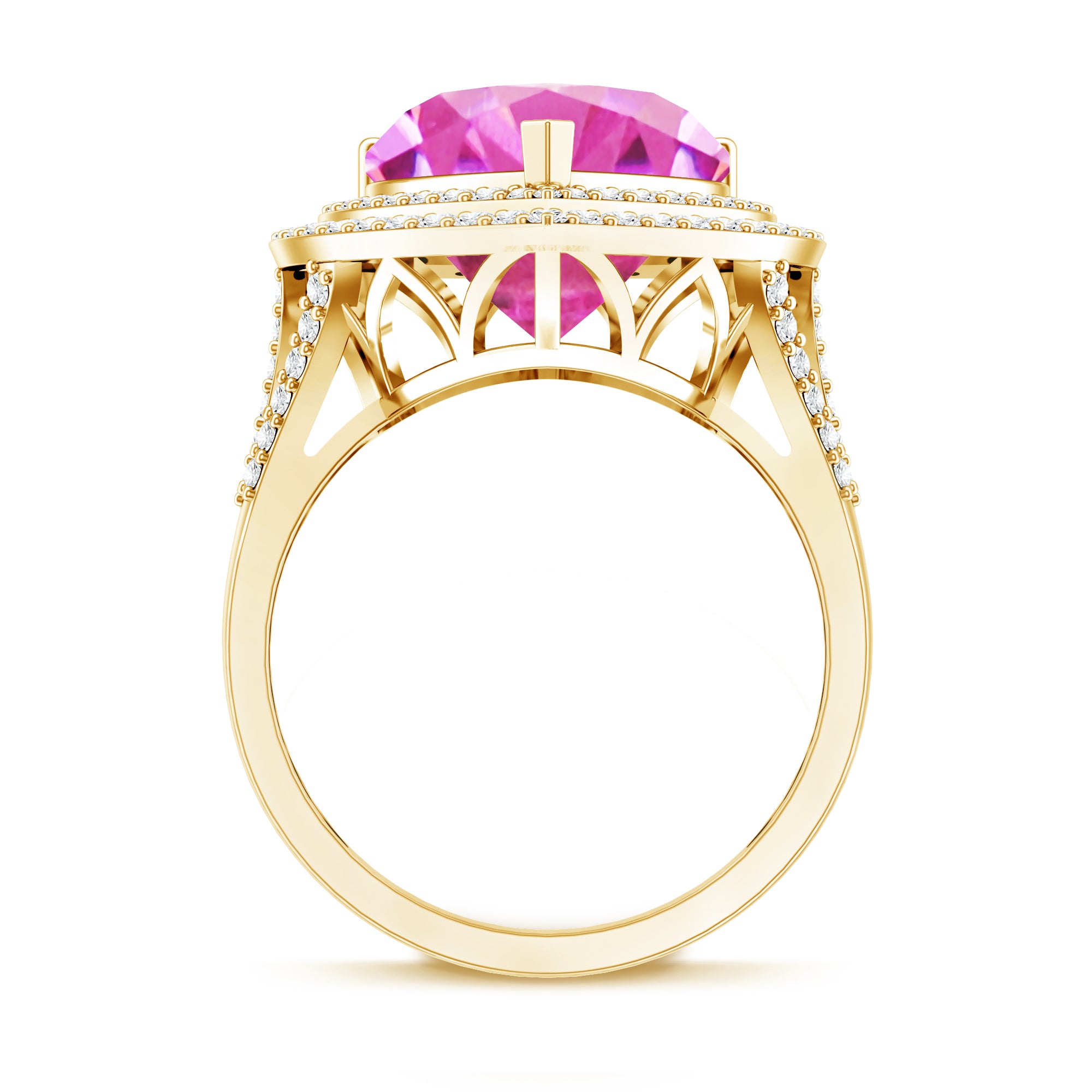 Rosec Jewels-Certified 5.5 Carat Lab Grown Pink Sapphire and Diamond Heart Engagement Ring