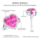 Rosec Jewels-5.5 CT Lab Created Pink Sapphire Heart Engagement Ring with Diamond Halo