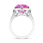 Rosec Jewels-5.5 CT Lab Created Pink Sapphire Heart Engagement Ring with Diamond Halo