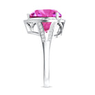 Rosec Jewels-5.5 CT Lab Created Pink Sapphire Heart Engagement Ring with Diamond Halo