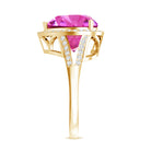 Rosec Jewels-5.5 CT Lab Created Pink Sapphire Heart Engagement Ring with Diamond Halo