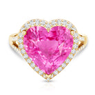 Rosec Jewels-5.5 CT Lab Created Pink Sapphire Heart Engagement Ring with Diamond Halo