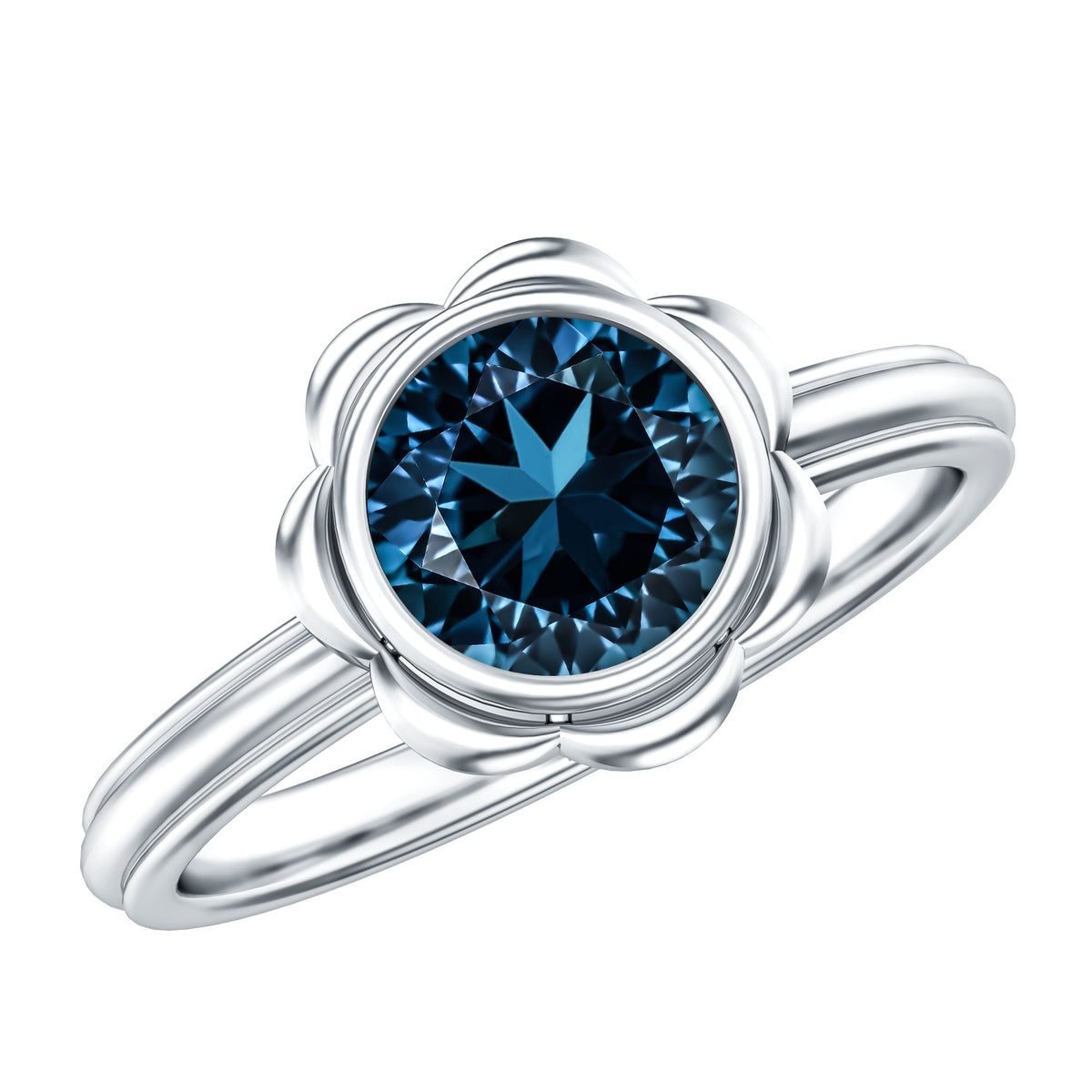 Genuine 1.35 Carat London Blue Topaz Solitaire Engagement Ring AAA - Rosec Jewels