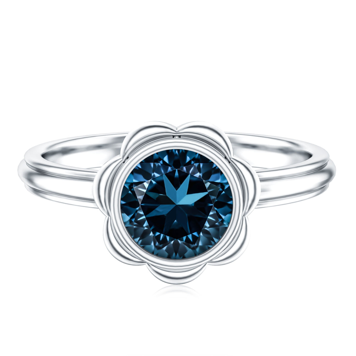 Genuine 1.35 Carat London Blue Topaz Solitaire Engagement Ring AAA - Rosec Jewels