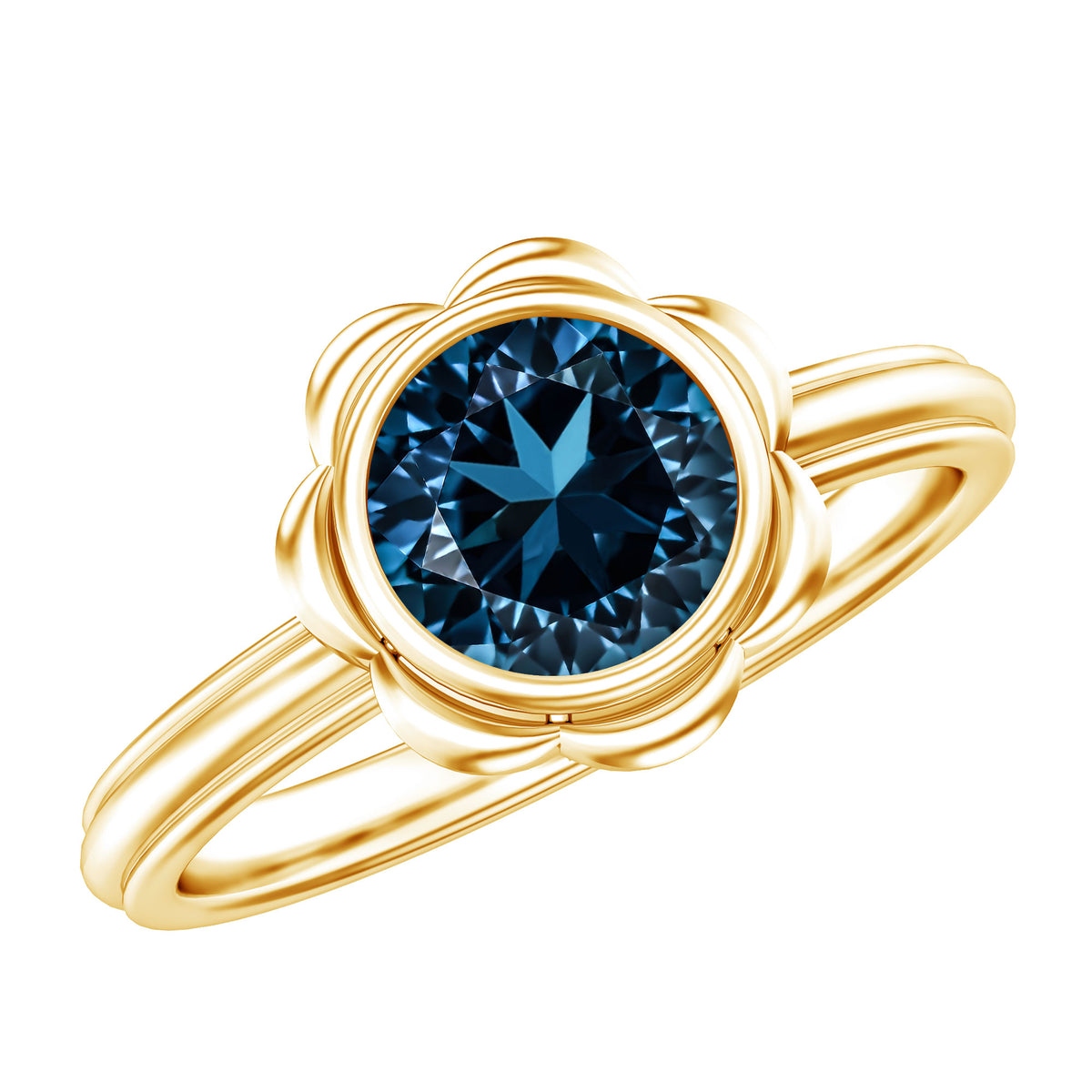 Genuine 1.35 Carat London Blue Topaz Solitaire Engagement Ring AAA - Rosec Jewels