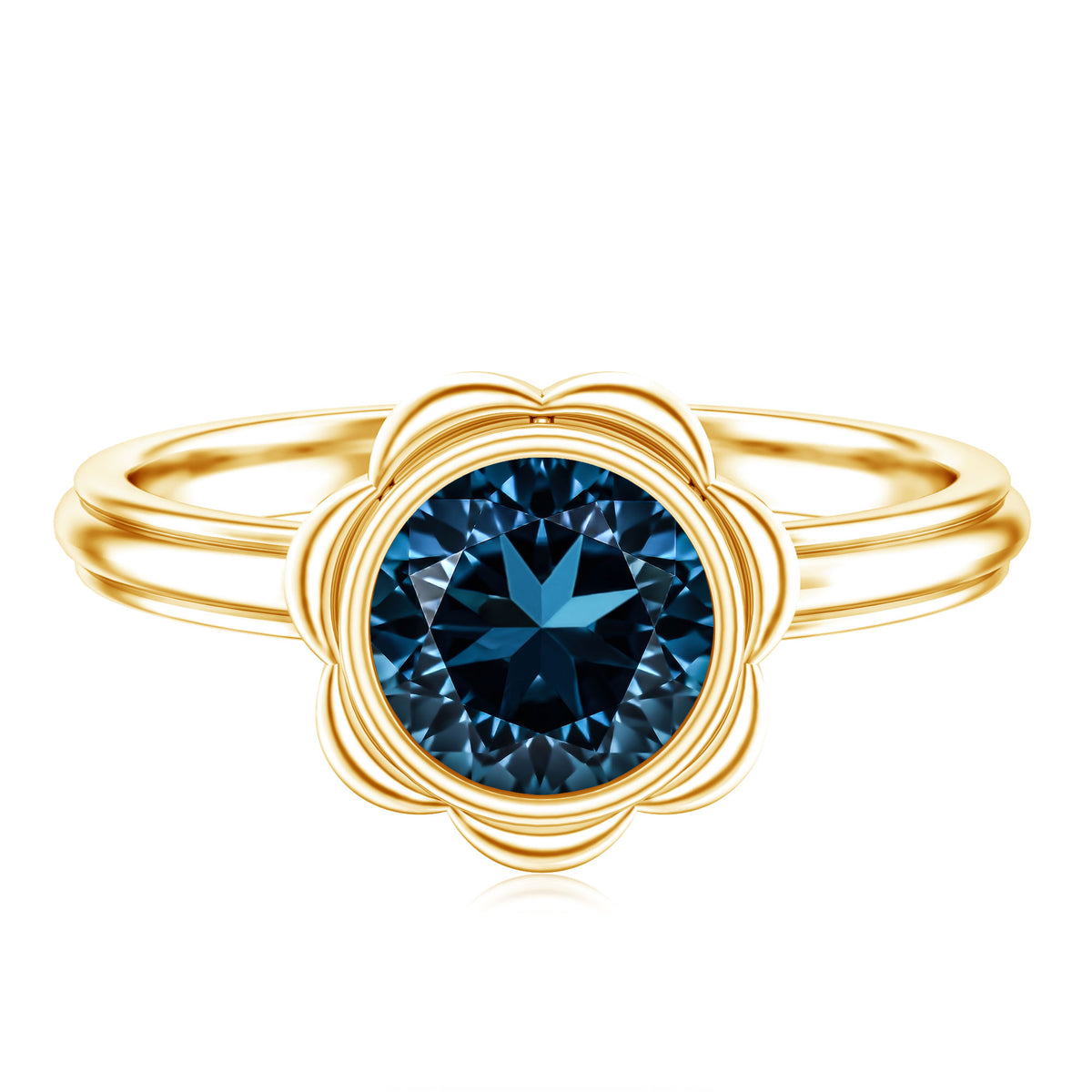 Genuine 1.35 Carat London Blue Topaz Solitaire Engagement Ring AAA - Rosec Jewels