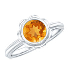 1 Carat Citrine Solitaire Engagement Ring in Bezel Setting AAA - Rosec Jewels