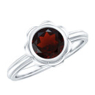 Rosec Jewels-1.7 Carat Round Cut Garnet Flower Engagement Ring for Women